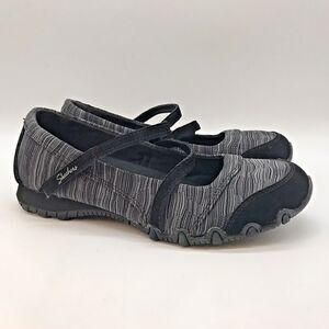 Skechers Bikers Ripples Mary Jane Shoes Women's 8 Relaxed Fit Black & Gray 49343